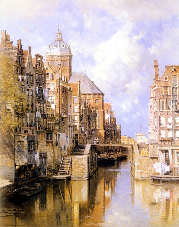 The Oudezijdsvoorburgwal, Amsterdam painting - Johannes Christiaan Karel Klinkenberg The Oudezijdsvoorburgwal, Amsterdam art painting